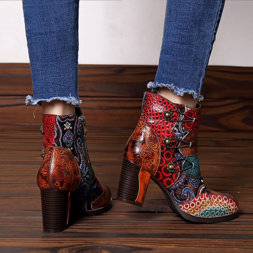 Botas artesanais de costura de couro feitas à mão