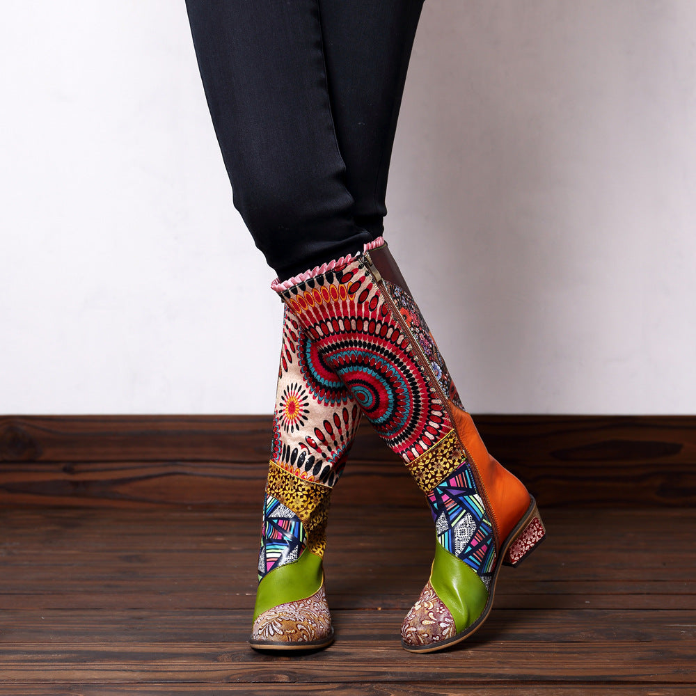 Casual Retro Leather Boots Knee High Boots