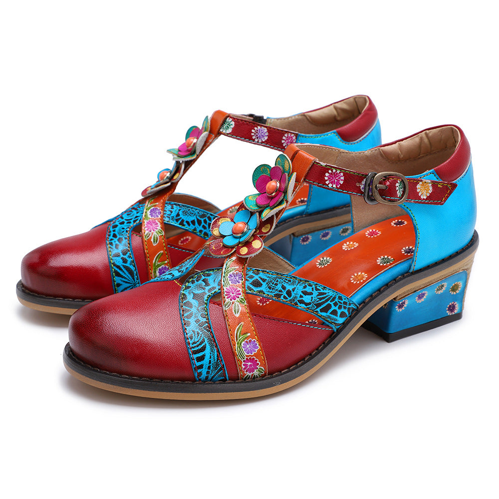 Hand Painted Genuine Leather Handmade Pattern Sandals