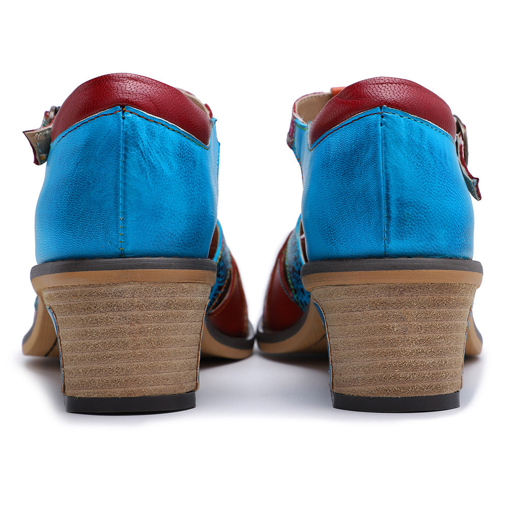 Hand Painted Genuine Leather Handmade Pattern Sandals