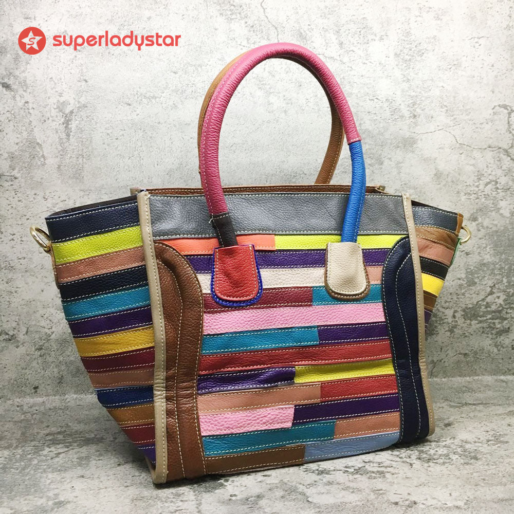 Handmade Large Patchwork Smiley Handbag