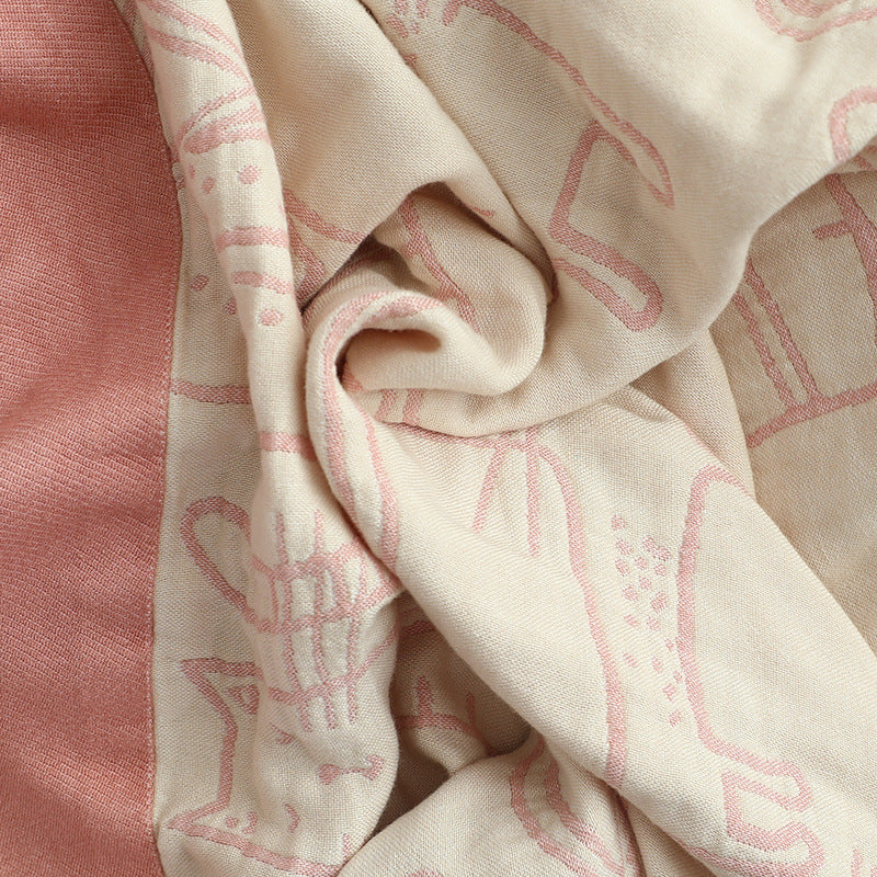 Four-Layer Cotton Quilt Cartoon Cat Towel Blanket