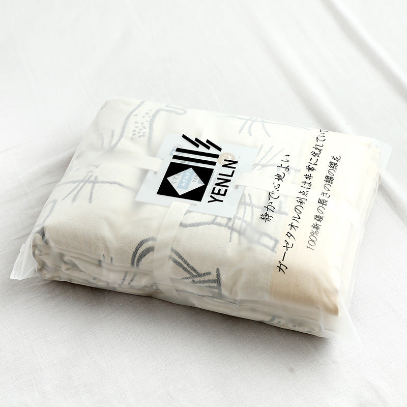 Four-Layer Cotton Quilt Cartoon Cat Towel Blanket
