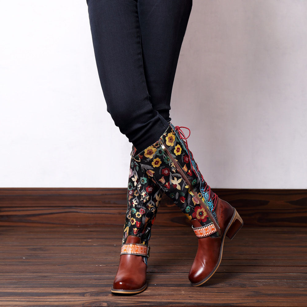 Casual Retro Leather Boots High Tube Boots