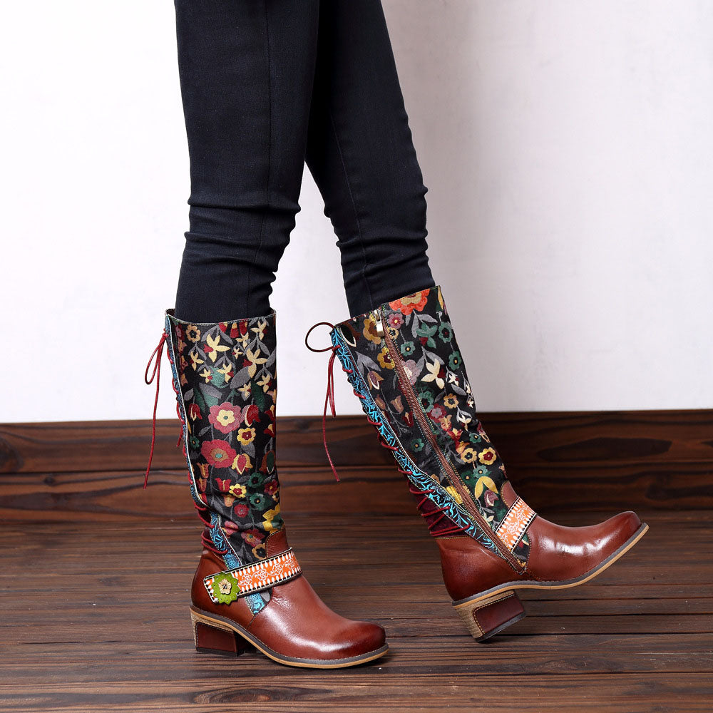 Casual Retro Leather Boots High Tube Boots
