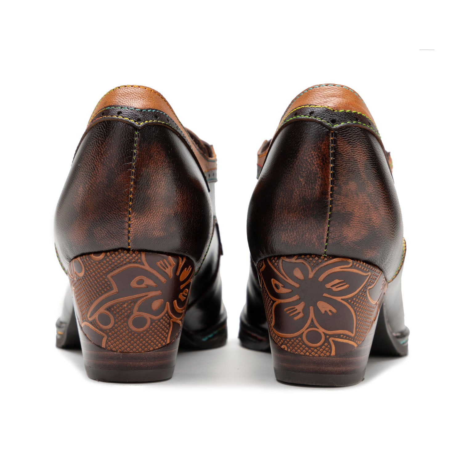 Sapatos de couro quadrado elegante vintage