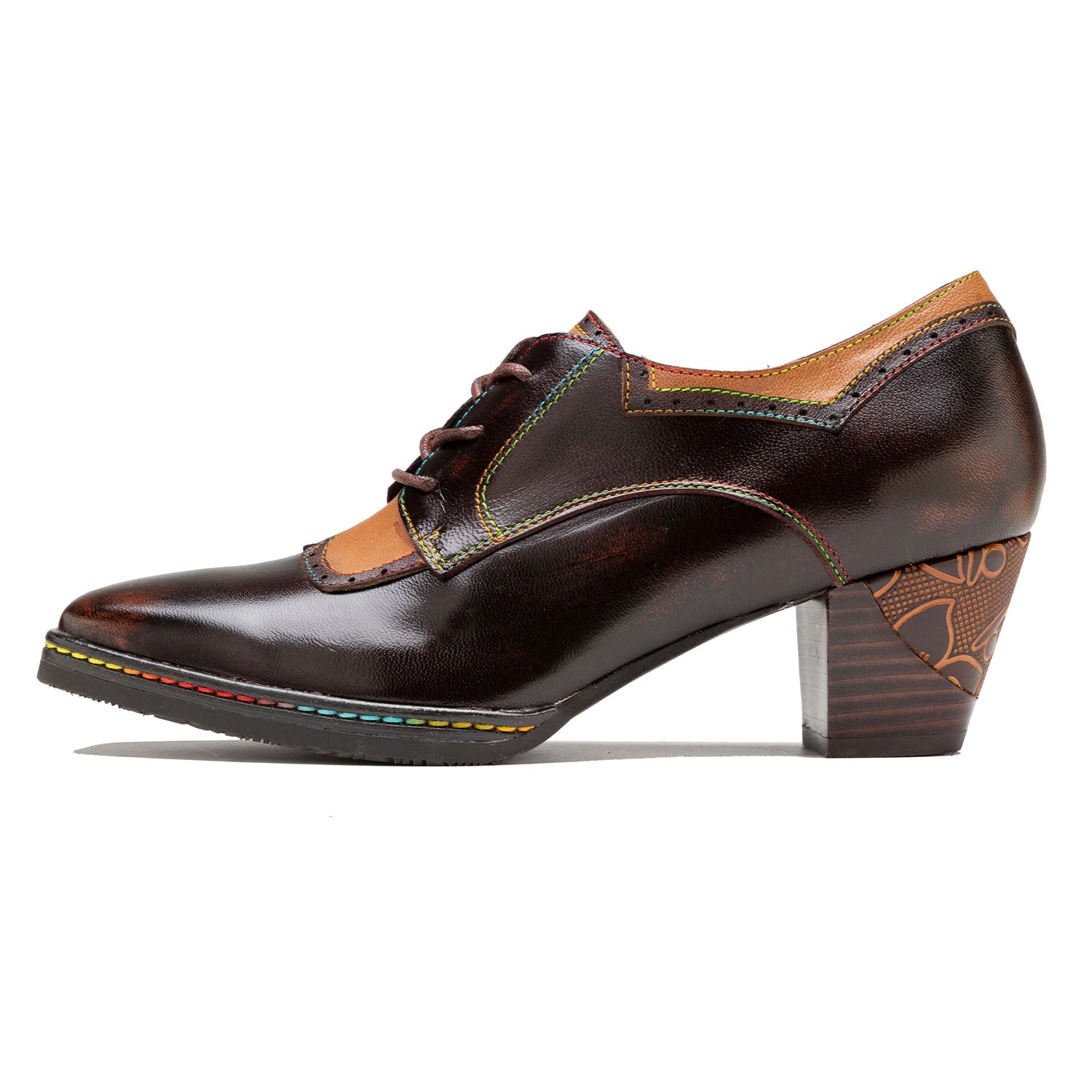 Sapatos de couro quadrado elegante vintage