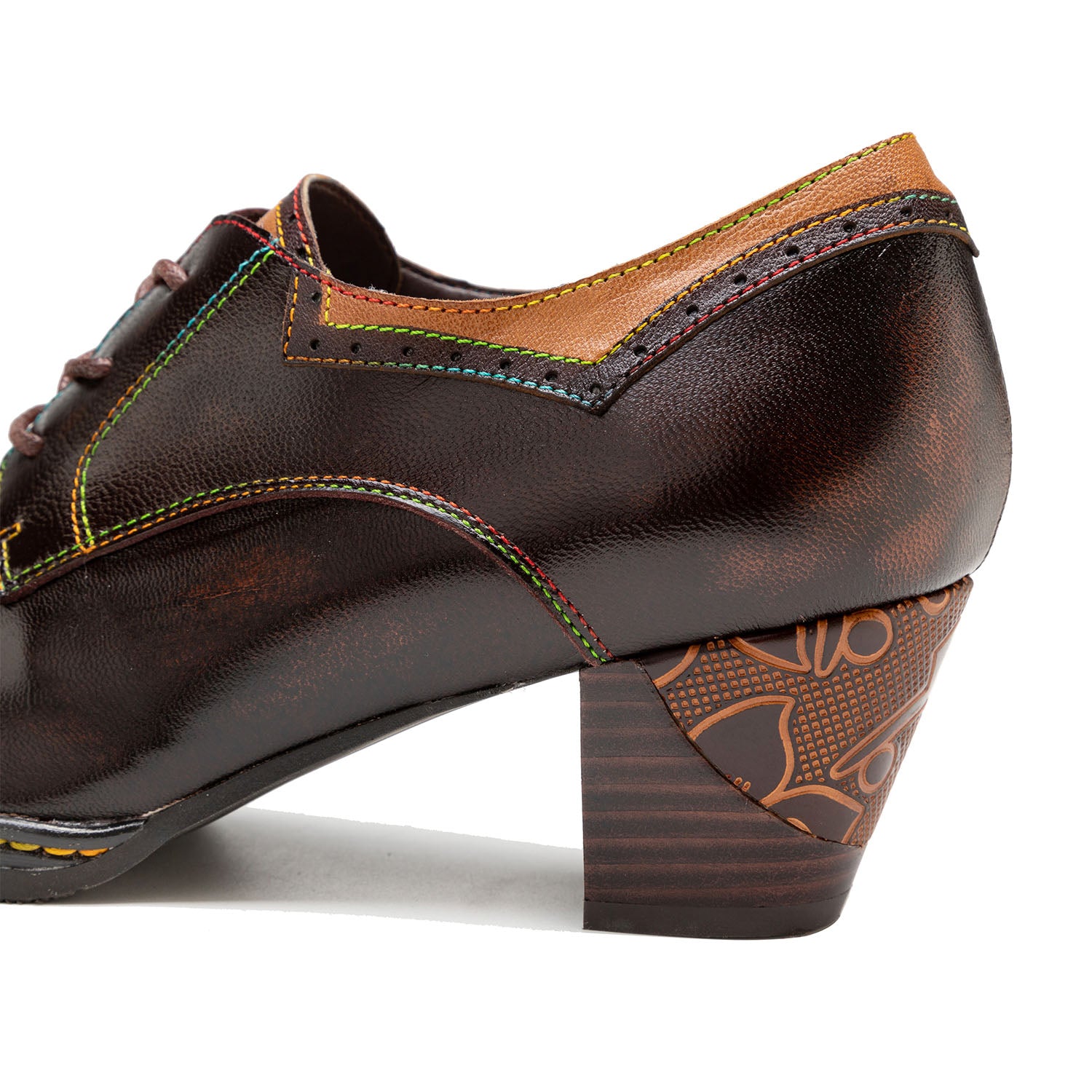 Sapatos de couro quadrado elegante vintage