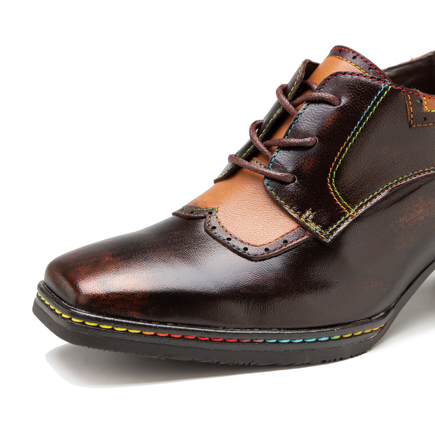 Sapatos de couro quadrado elegante vintage