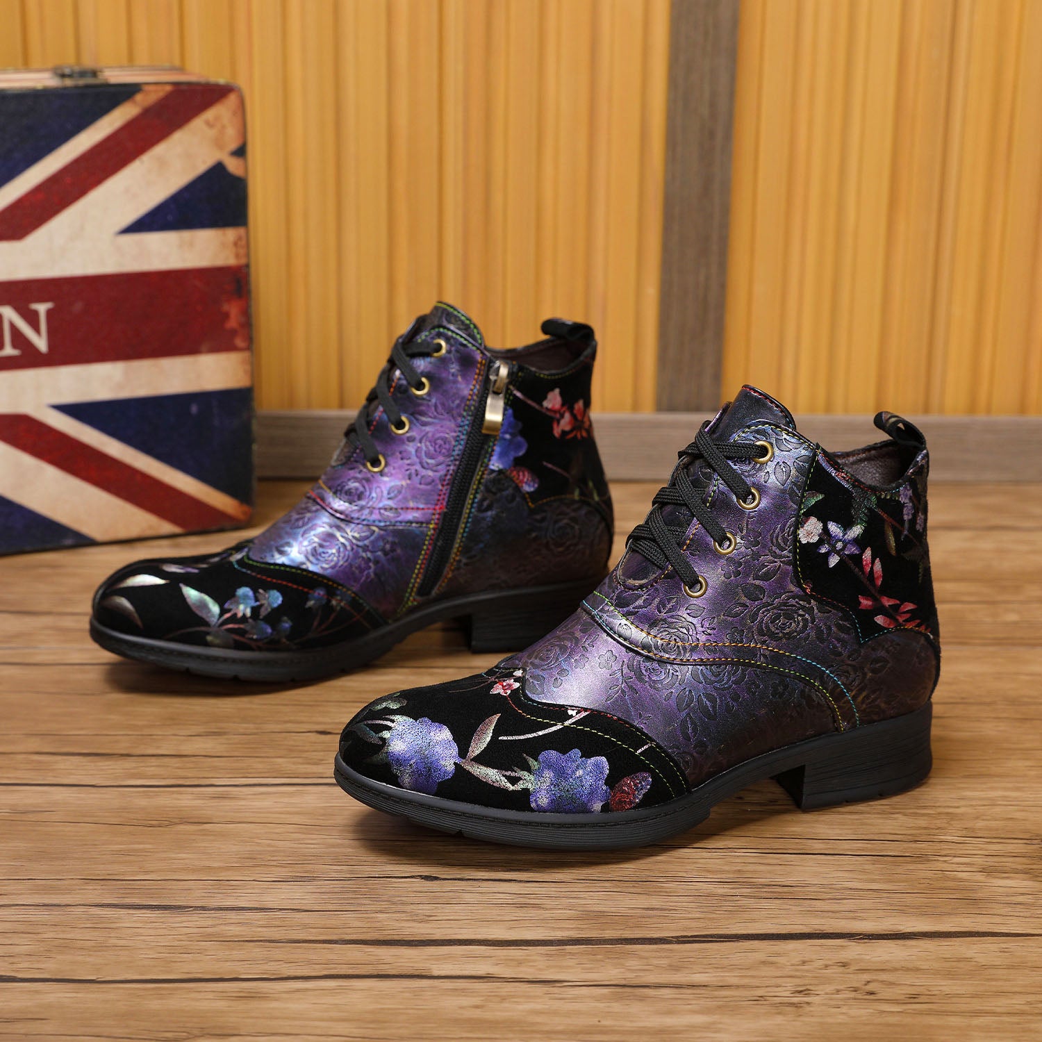 Botas de tornozelo confortáveis em couro genuíno