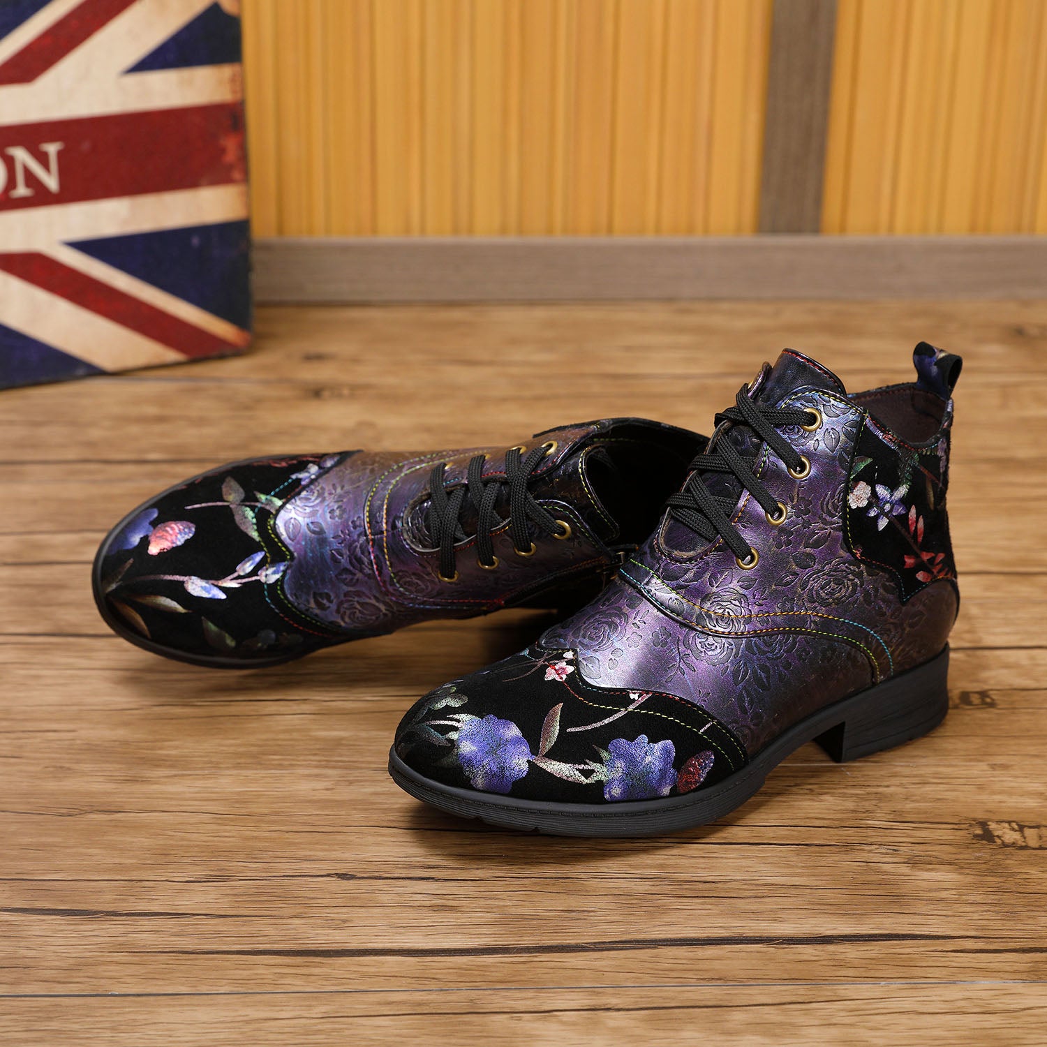 Botas de tornozelo confortáveis em couro genuíno