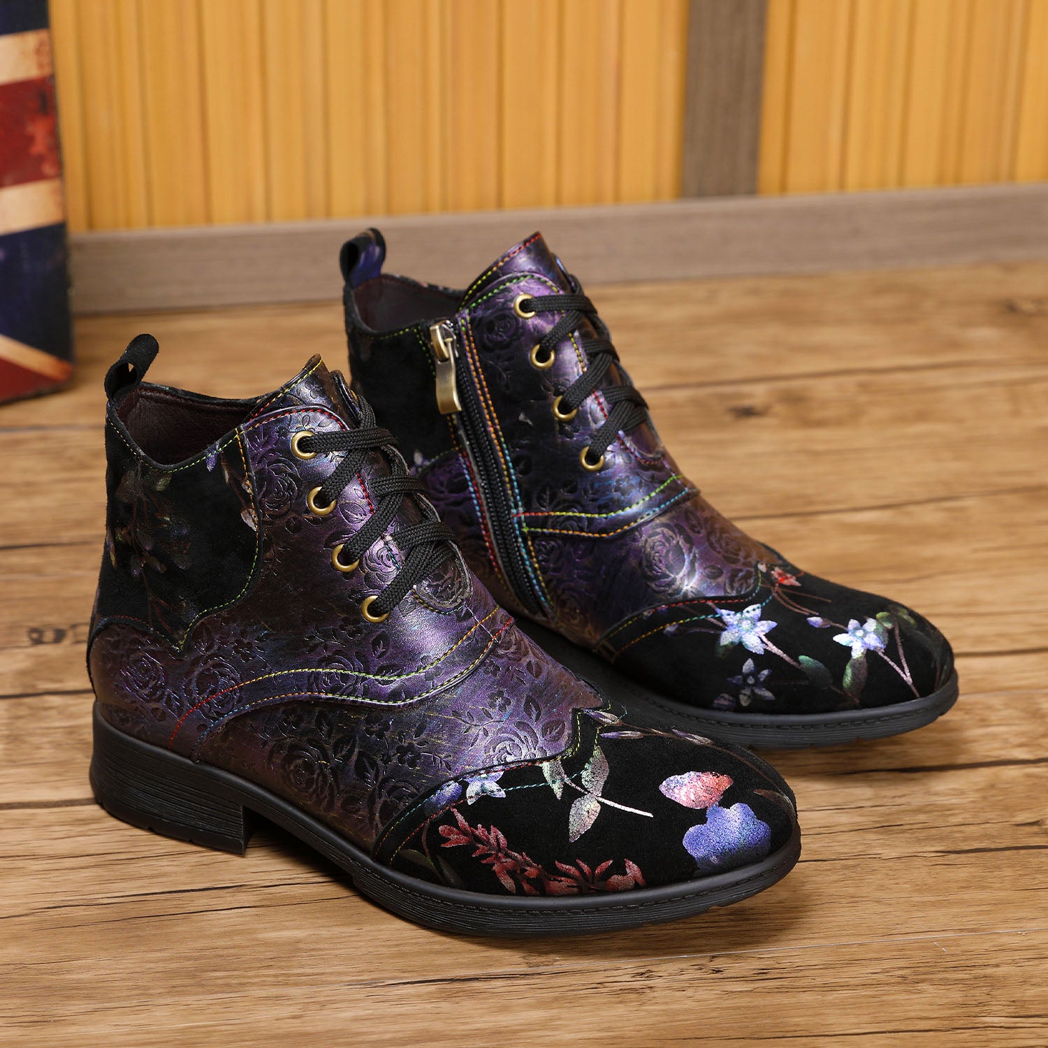 Botas de tornozelo confortáveis em couro genuíno