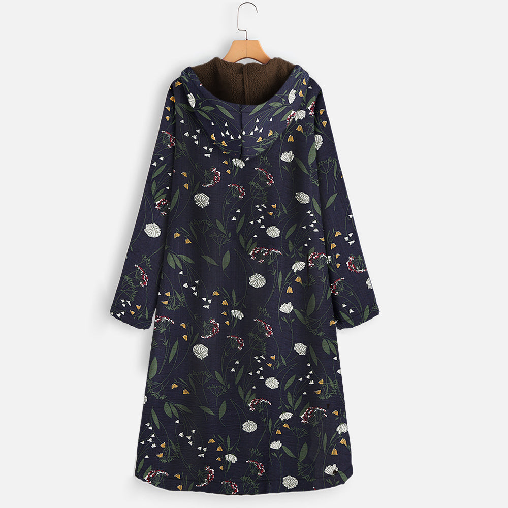 Senhoras, jaqueta quente estampada floral