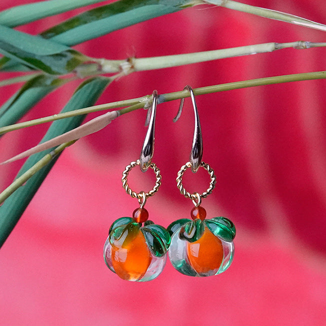 Glass Persimmon Cute Earrings
