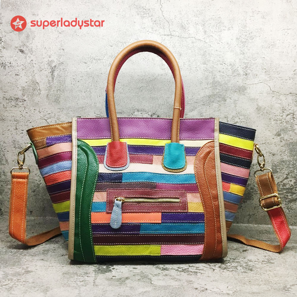 Handmade Large Patchwork Smiley Handbag