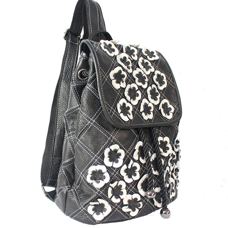 Vogue Female Floral Color Matching Fashion Backpack