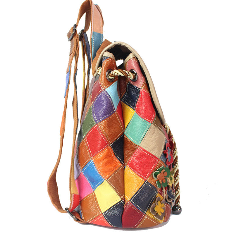 Vogue Female Floral Color Matching Fashion Backpack