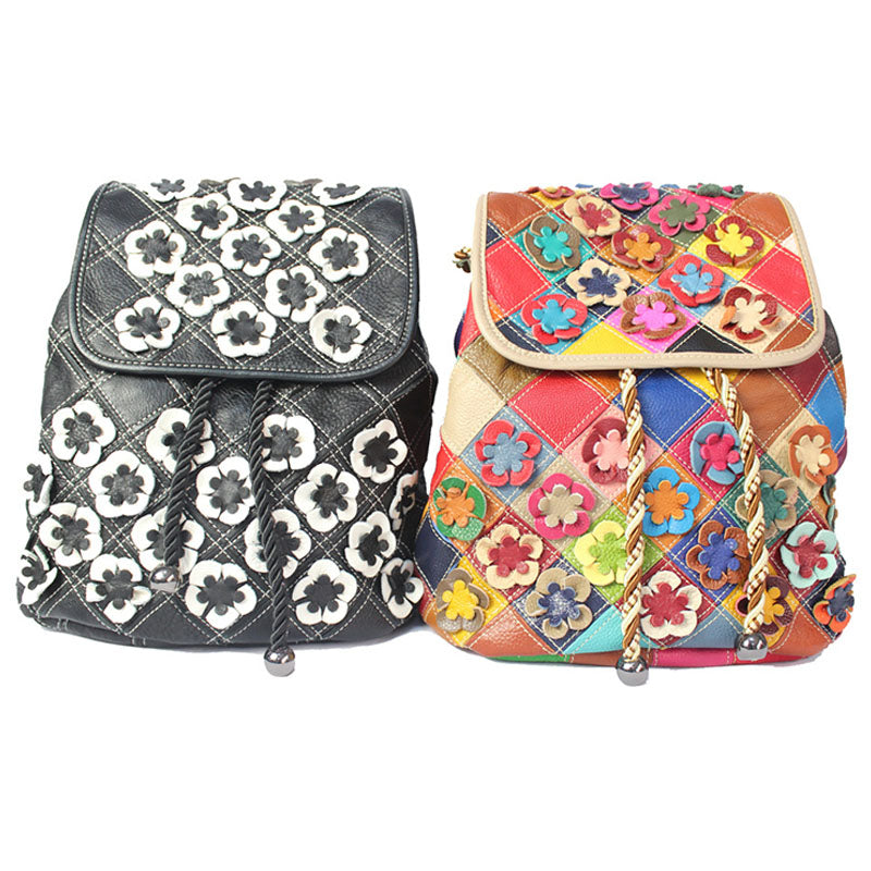 Vogue Female Floral Color Matching Fashion Backpack