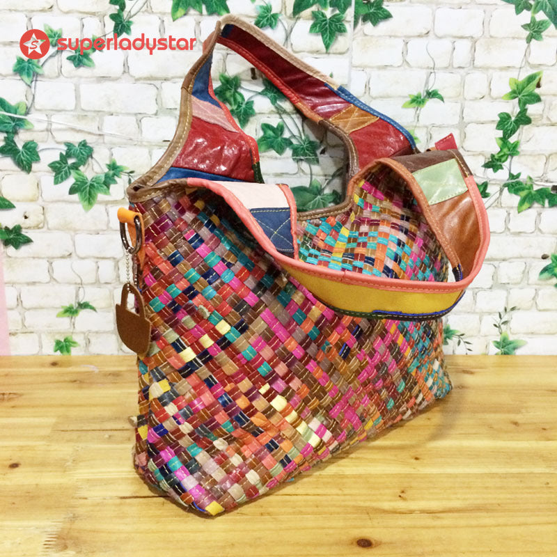 Stylish Handmade Woven Leather Cross Body Bag