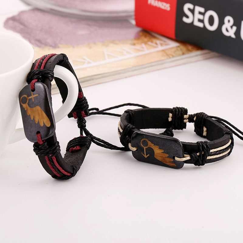 Couple Weaving Genuine Leather Bracelet