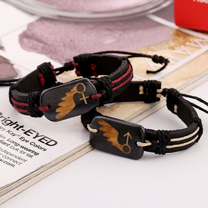 Couple Weaving Genuine Leather Bracelet