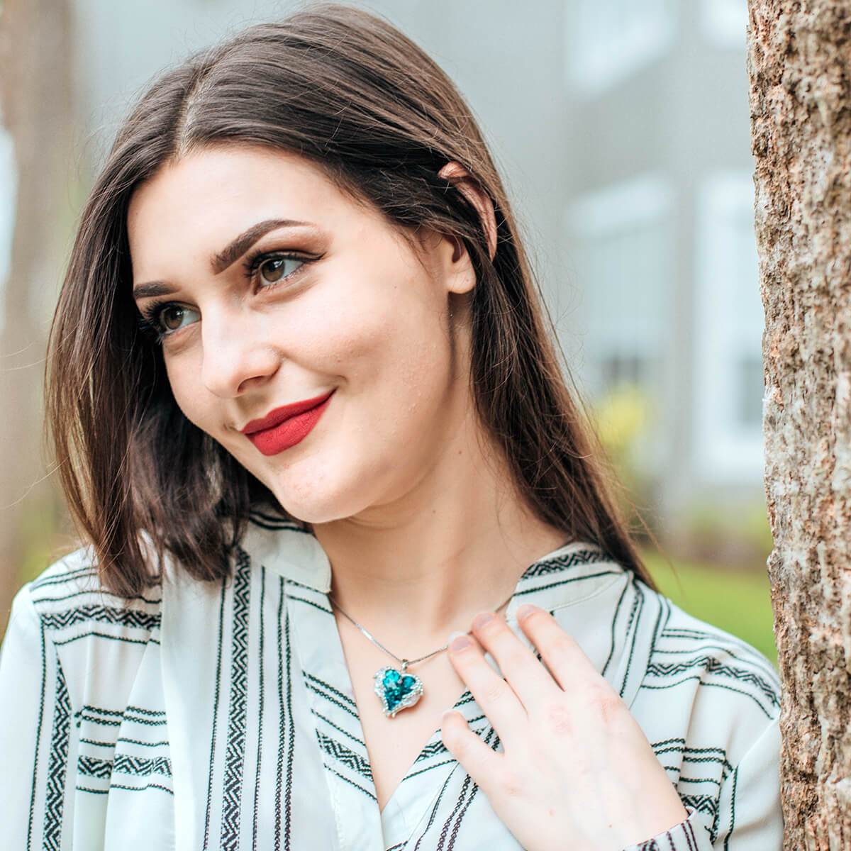 Blue Heart & Wing Necklace
