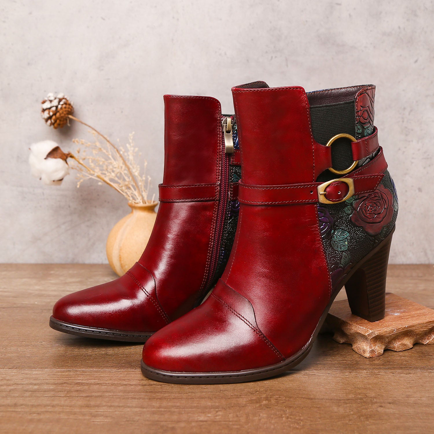 Botas de tornozelo ajustáveis feitas à mão feitas à mão