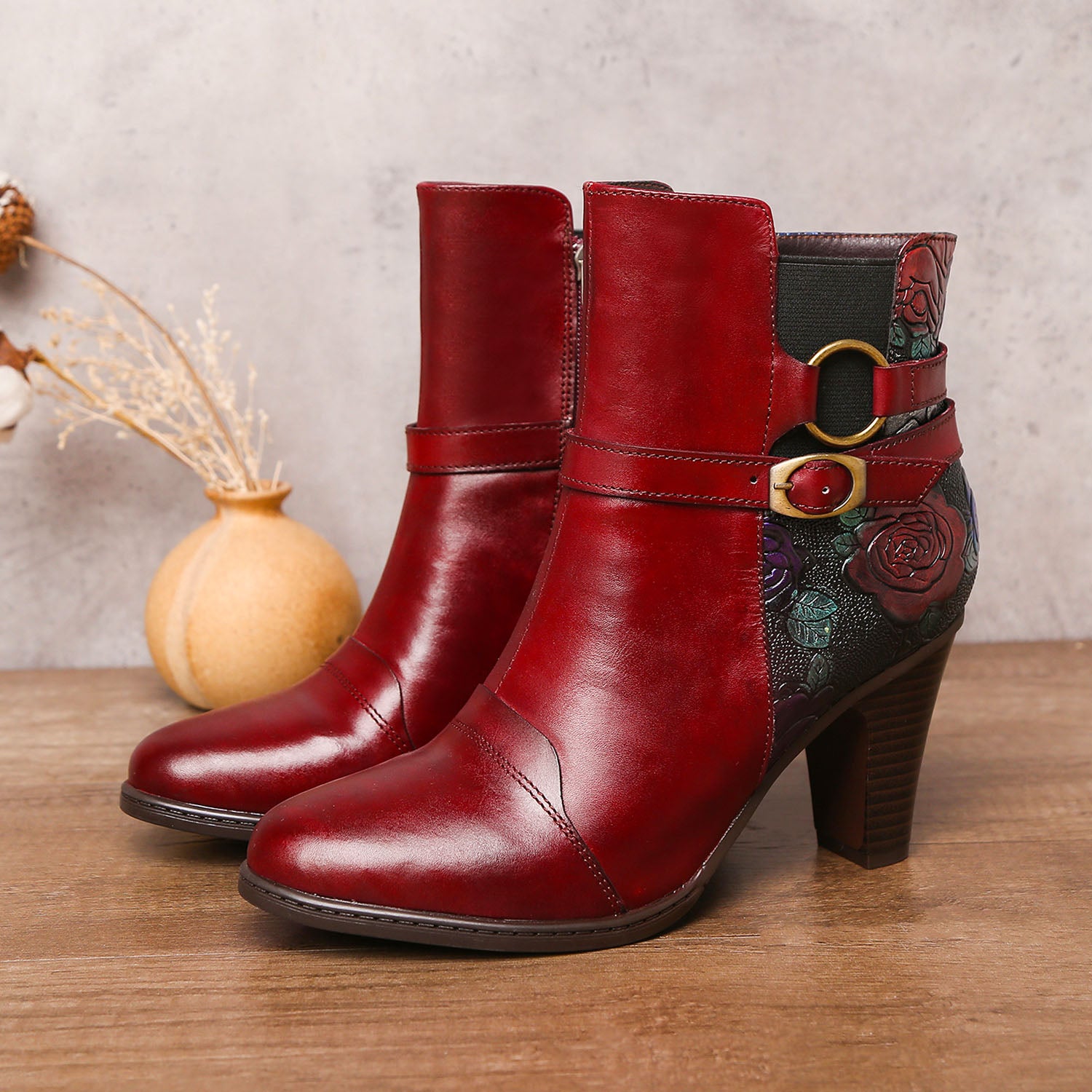 Botas de tornozelo ajustáveis feitas à mão feitas à mão
