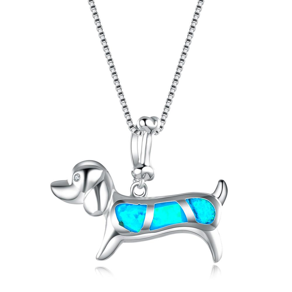 Dachshund Blue Opal Necklace