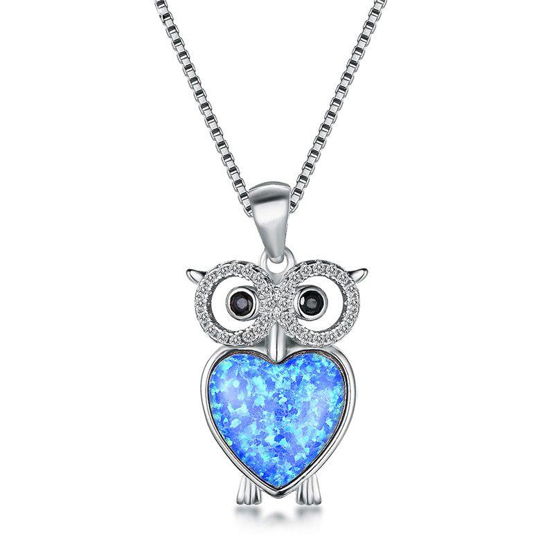 Owl Blue Opal Necklace