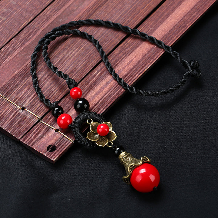 Ethnic Red Agate Charm Necklace