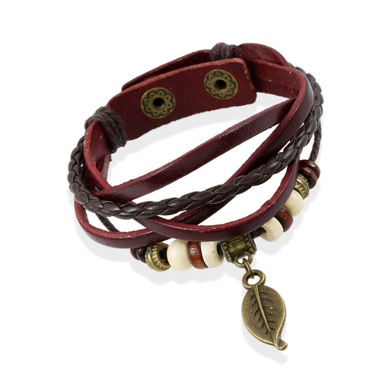 Retro -Blatt -Hang -Kowskin -Armband