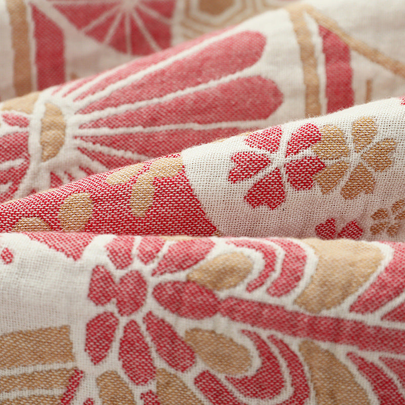 Rabbit with Flower Design 4-Layer Towel Blanket