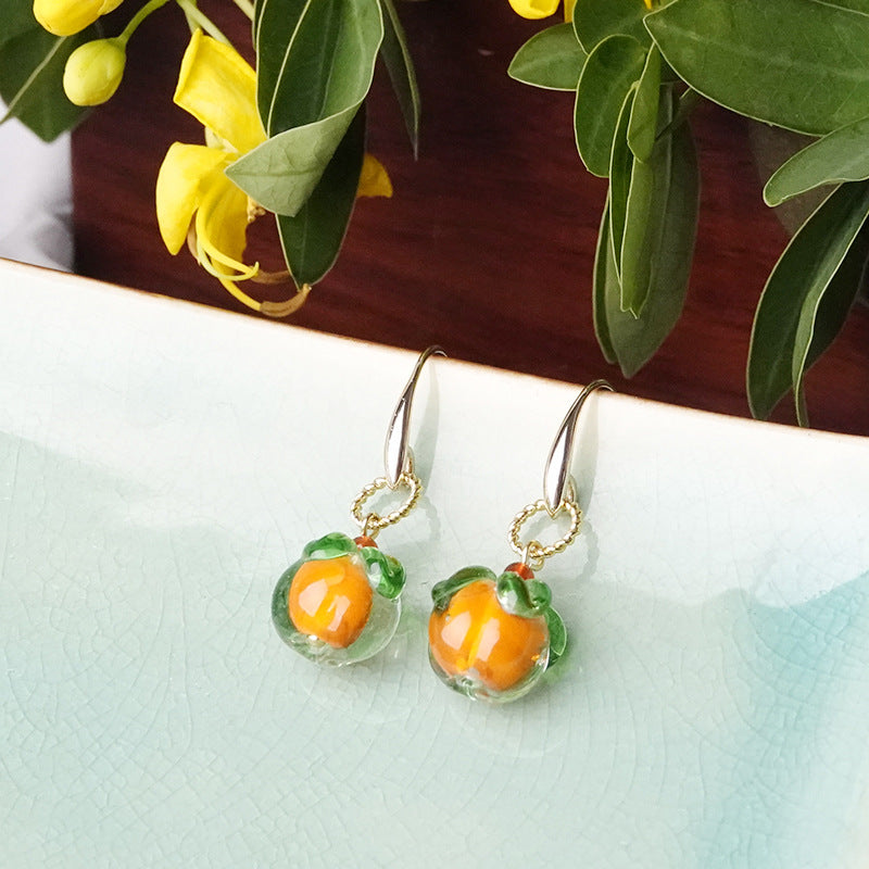 Glass Persimmon Cute Earrings