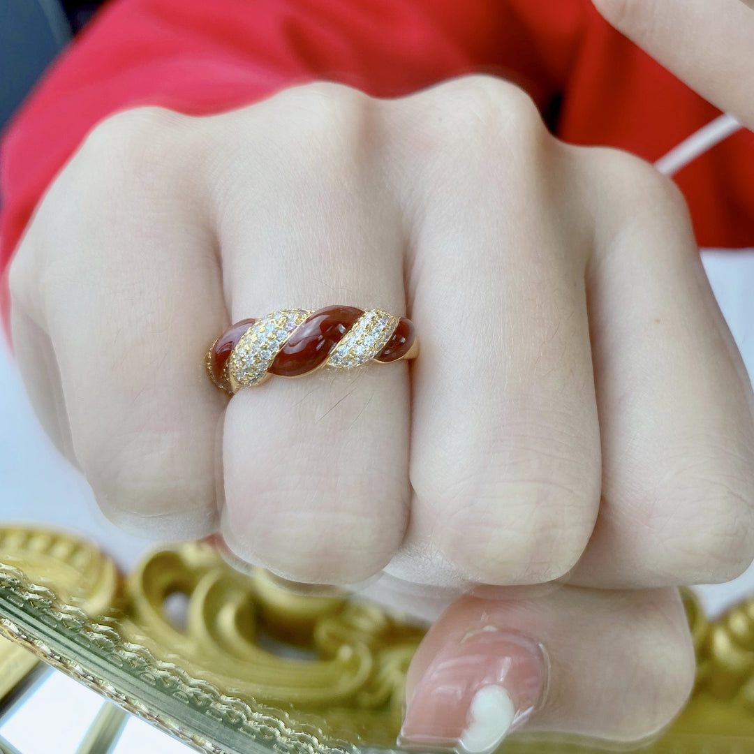 Vintage Enamel Twisted Ring