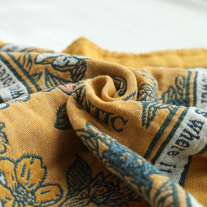 Six-layer Pure Cotton Gauze Floral Design Blanket