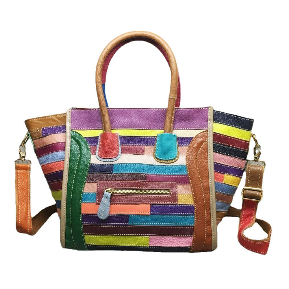 Handmade Large Patchwork Smiley Handbag