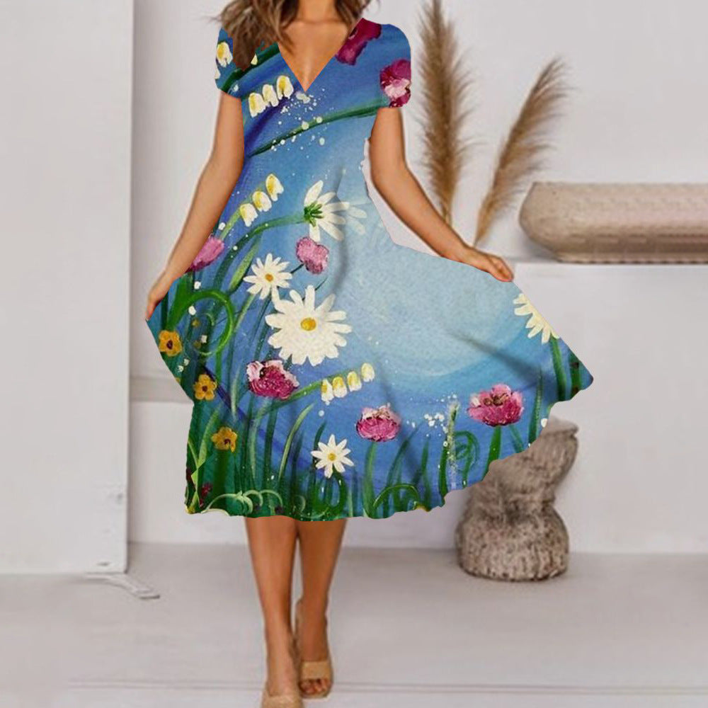 Vintage Floral Printed Casual Dresses