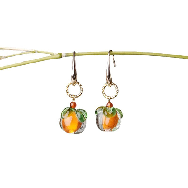 Glass Persimmon Cute Earrings
