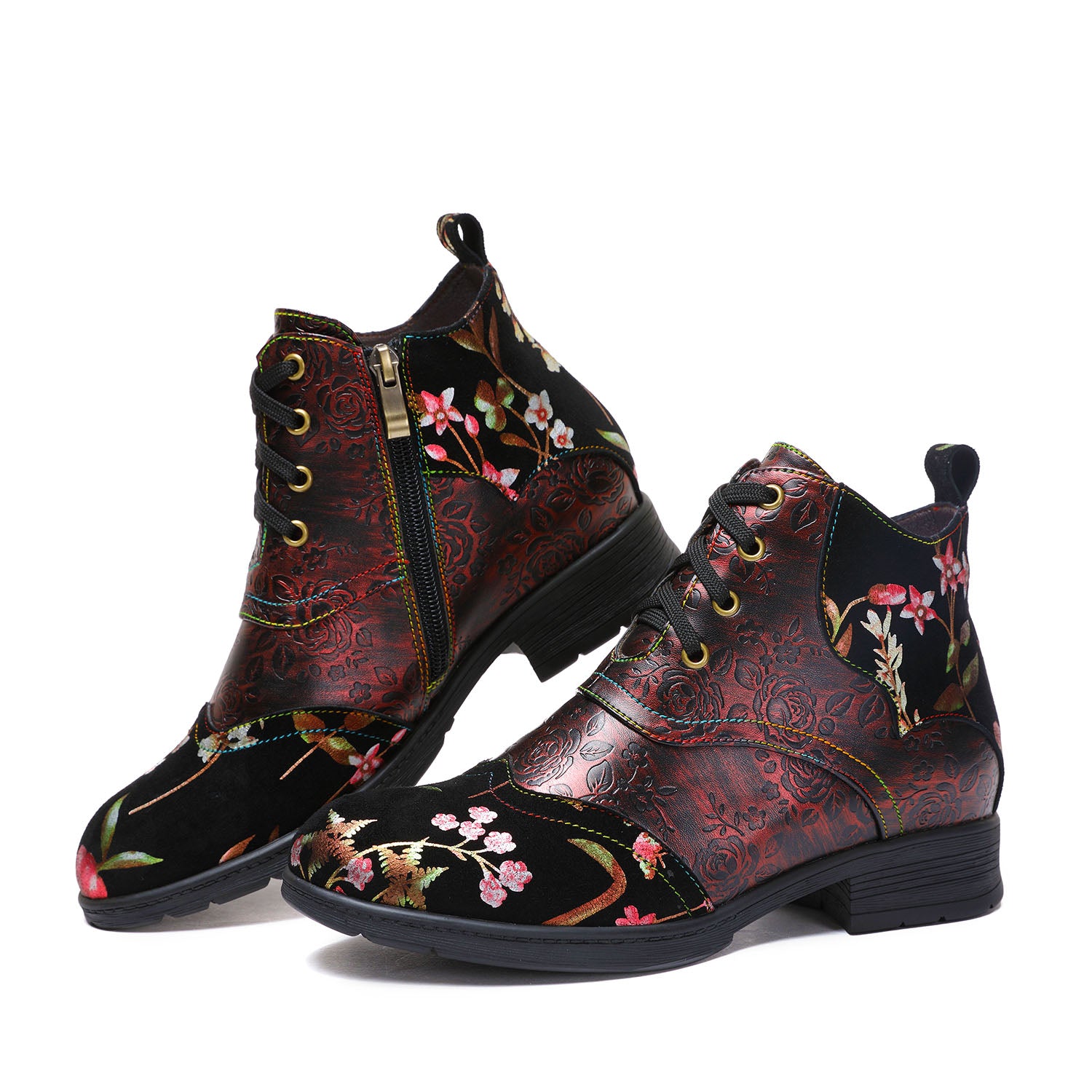 Botas de tornozelo confortáveis em couro genuíno