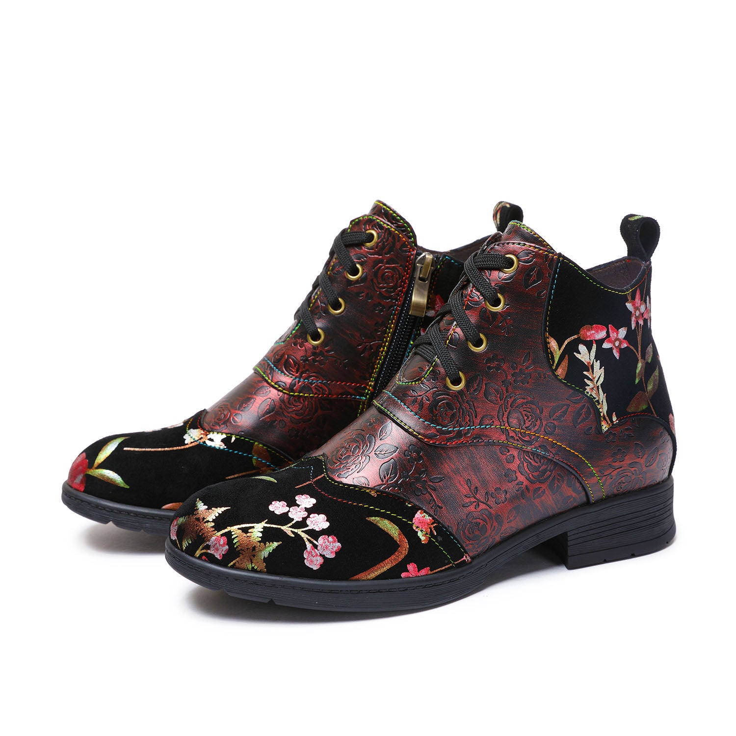 Botas de tornozelo confortáveis em couro genuíno