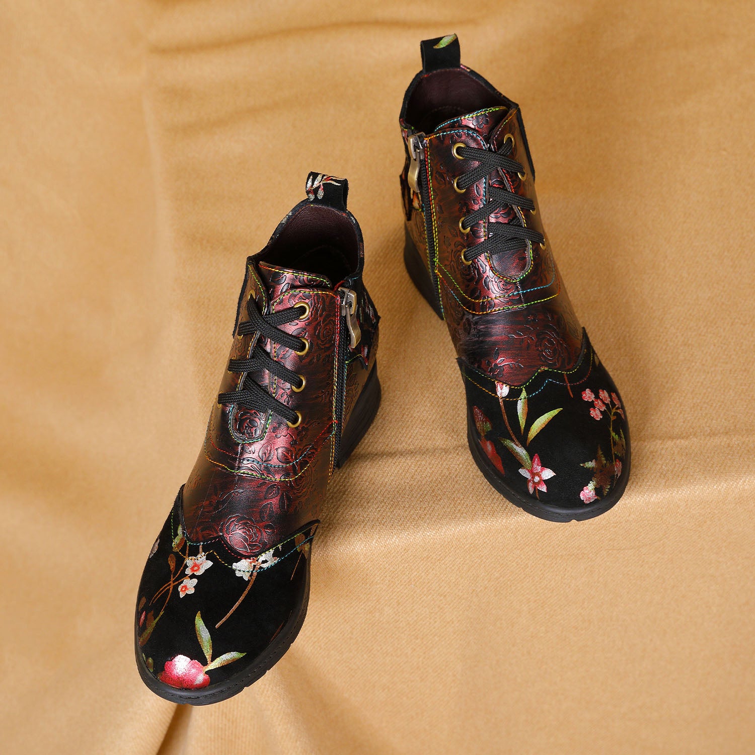 Botas de tornozelo confortáveis em couro genuíno