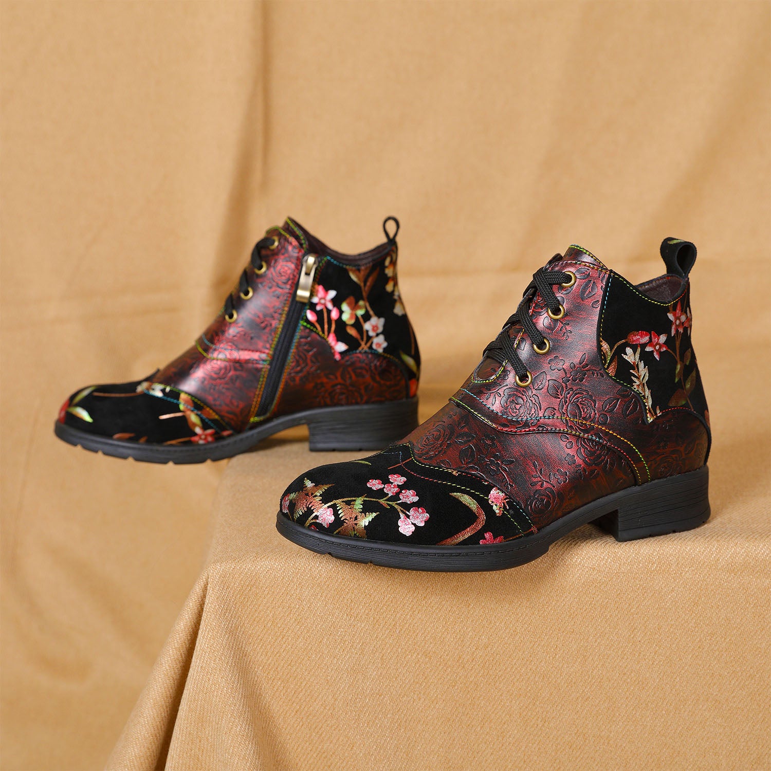 Botas de tornozelo confortáveis em couro genuíno