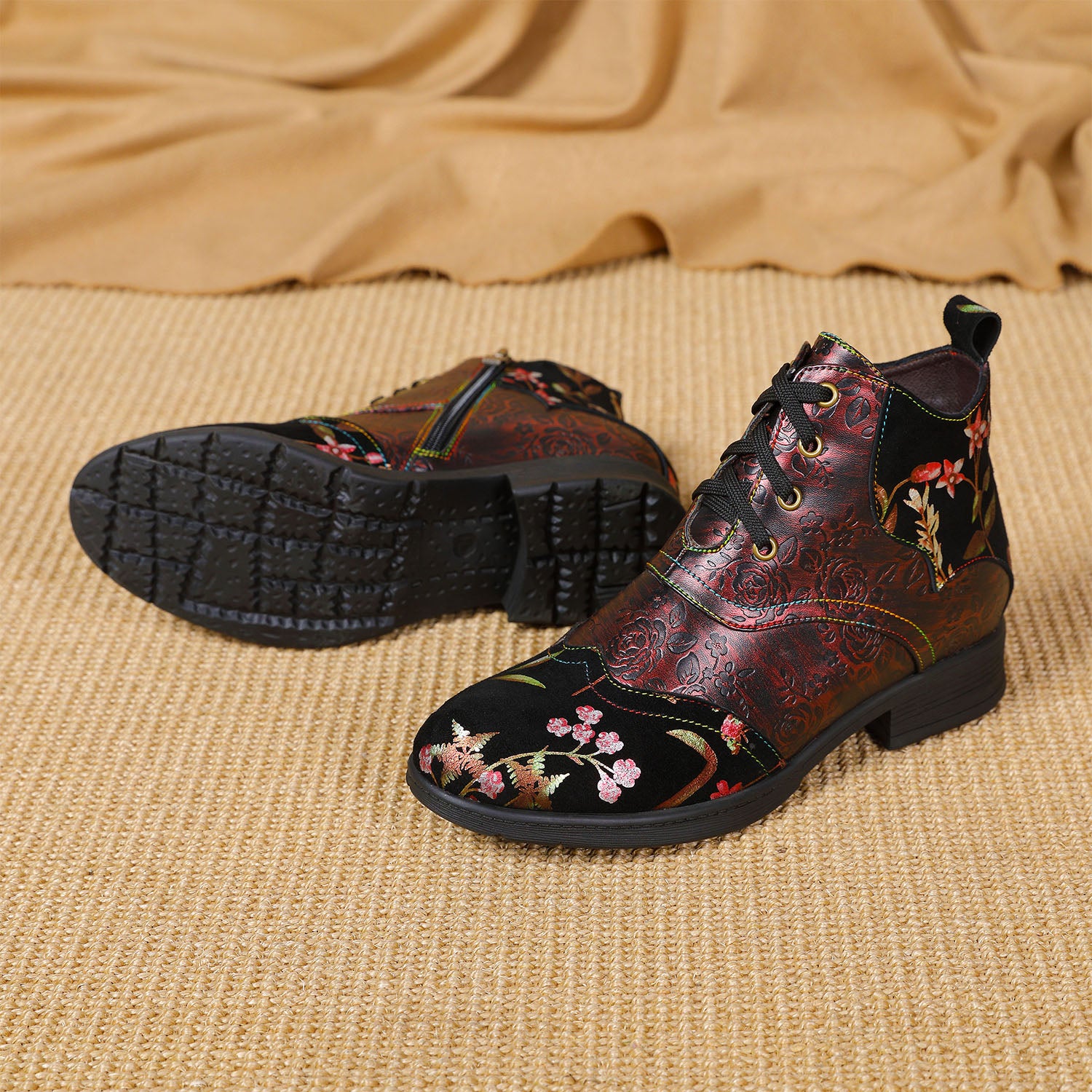 Botas de tornozelo confortáveis em couro genuíno