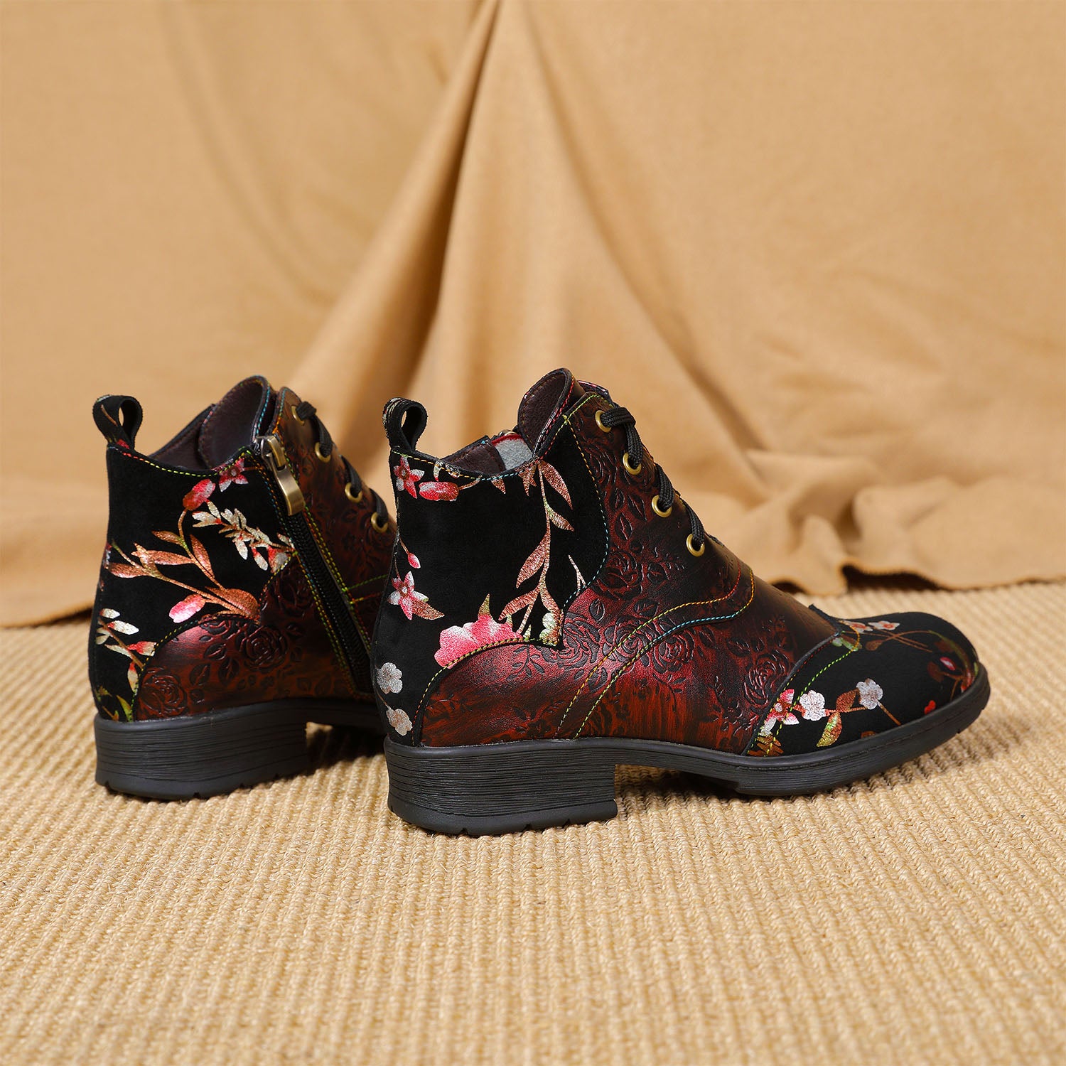 Botas de tornozelo confortáveis em couro genuíno