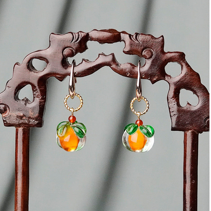 Glass Persimmon Cute Earrings