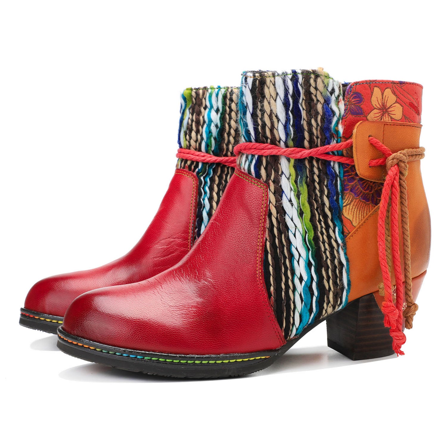 Botas de tornozelo quentes confortáveis feitas à mão