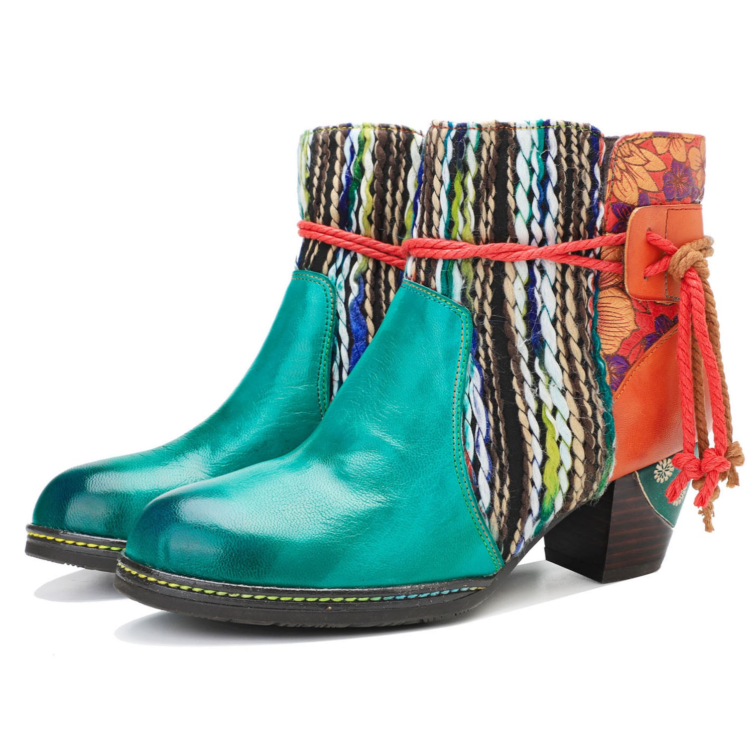 Botas de tornozelo quentes confortáveis feitas à mão