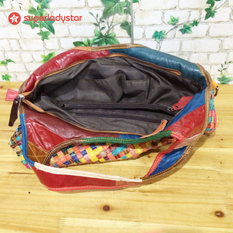 Stylish Handmade Woven Leather Cross Body Bag