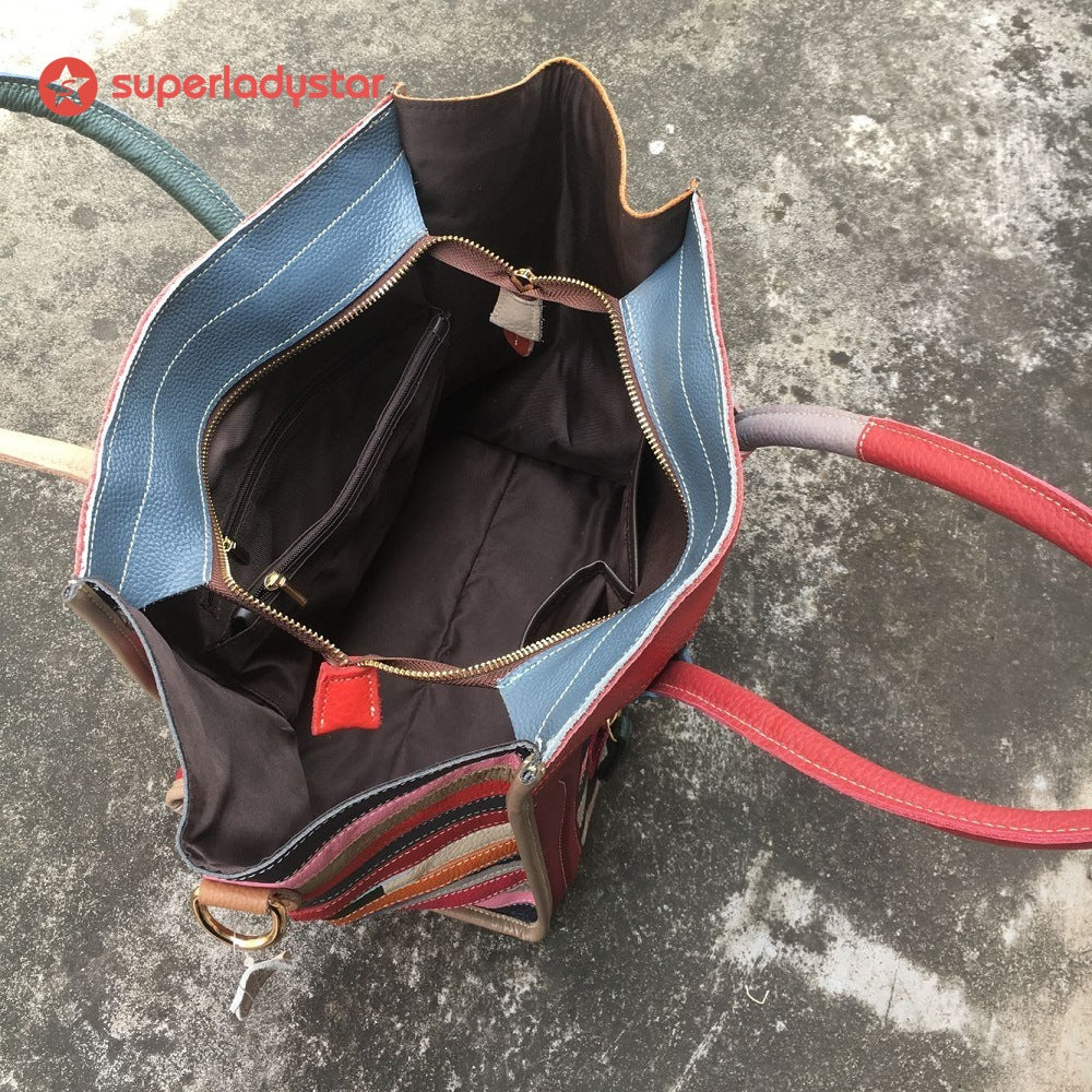 Handmade Large Patchwork Smiley Handbag